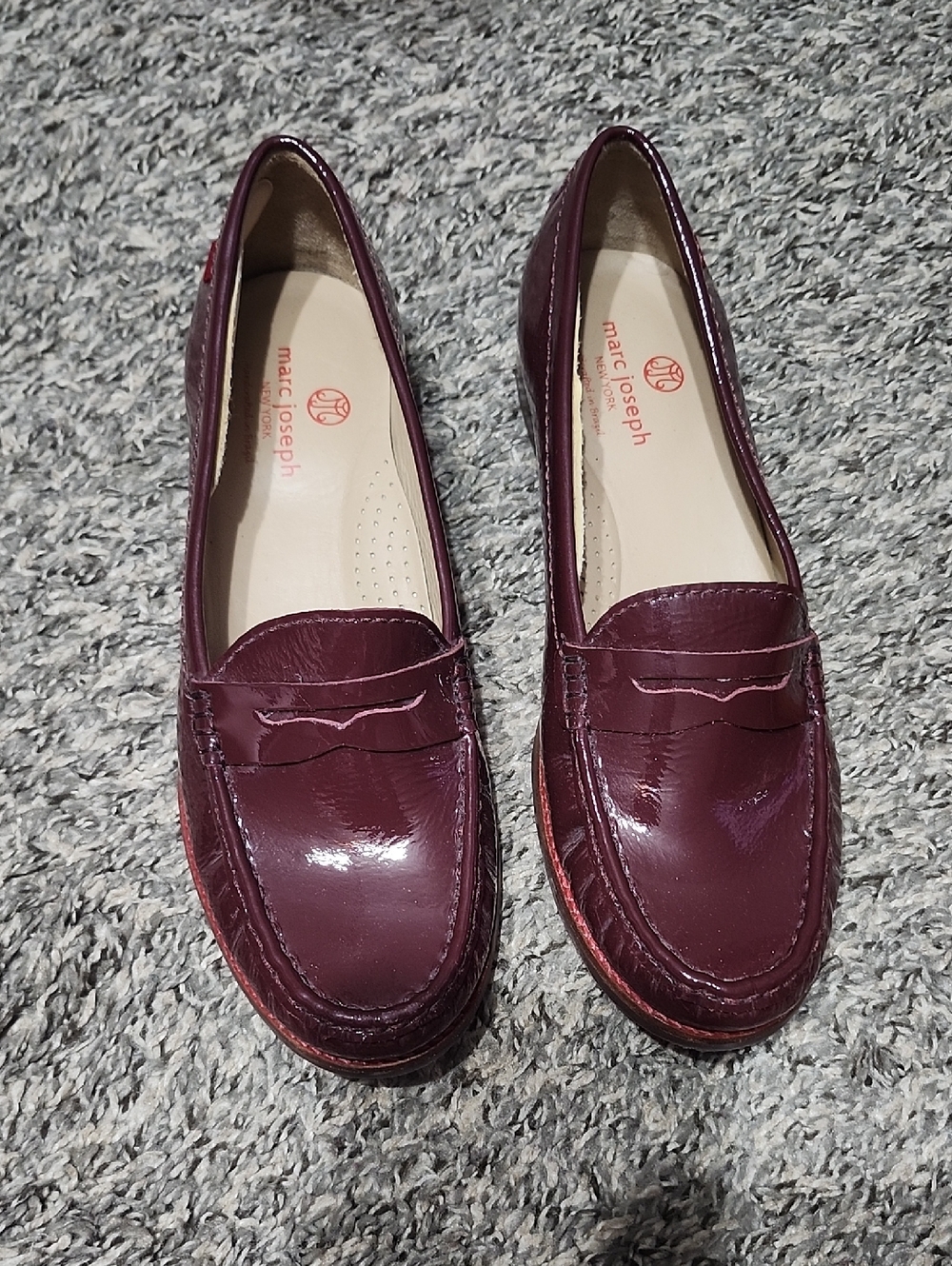 Marc Joseph Burgundy Patent Leather Penny Loafers